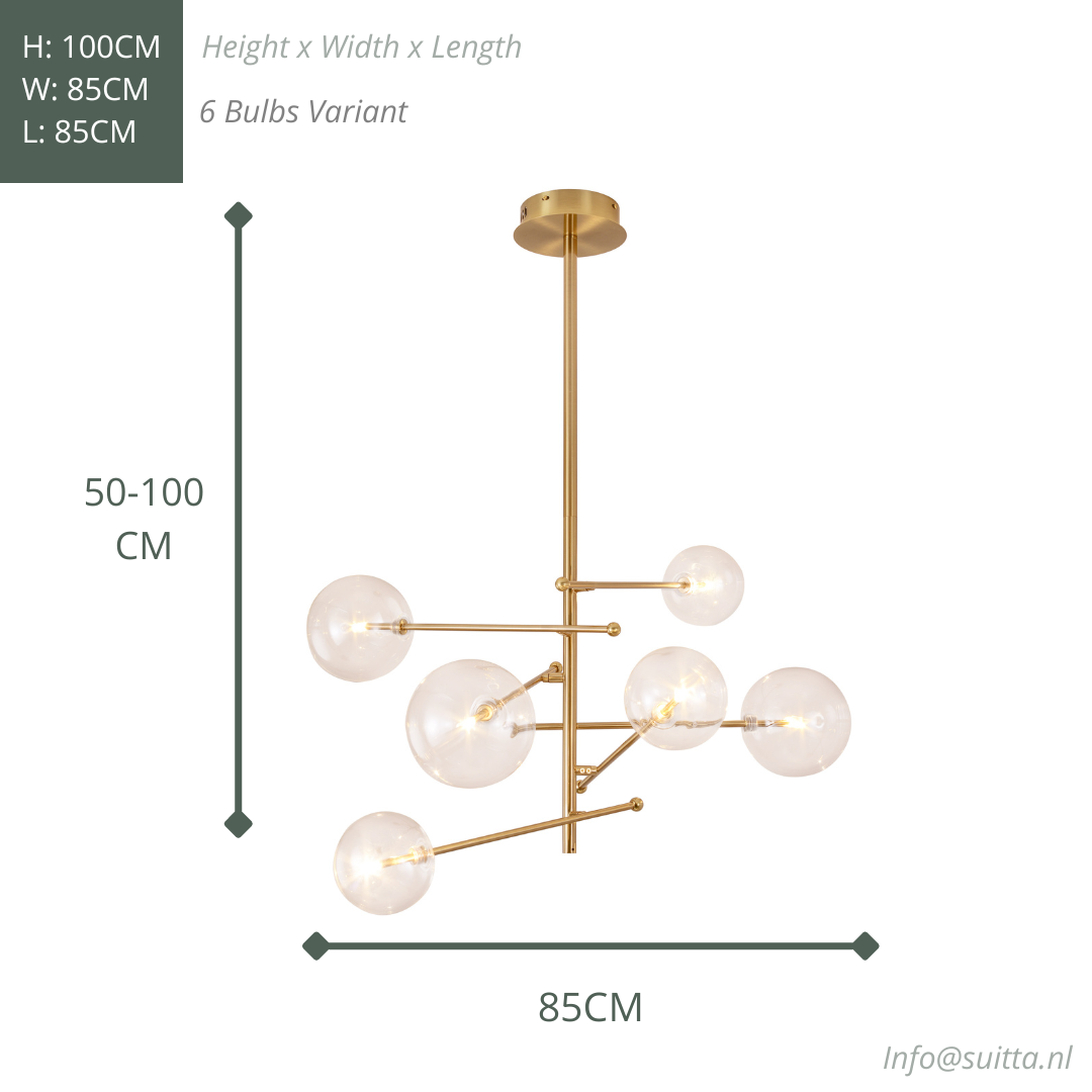 Hanglamp glazen bollen goud